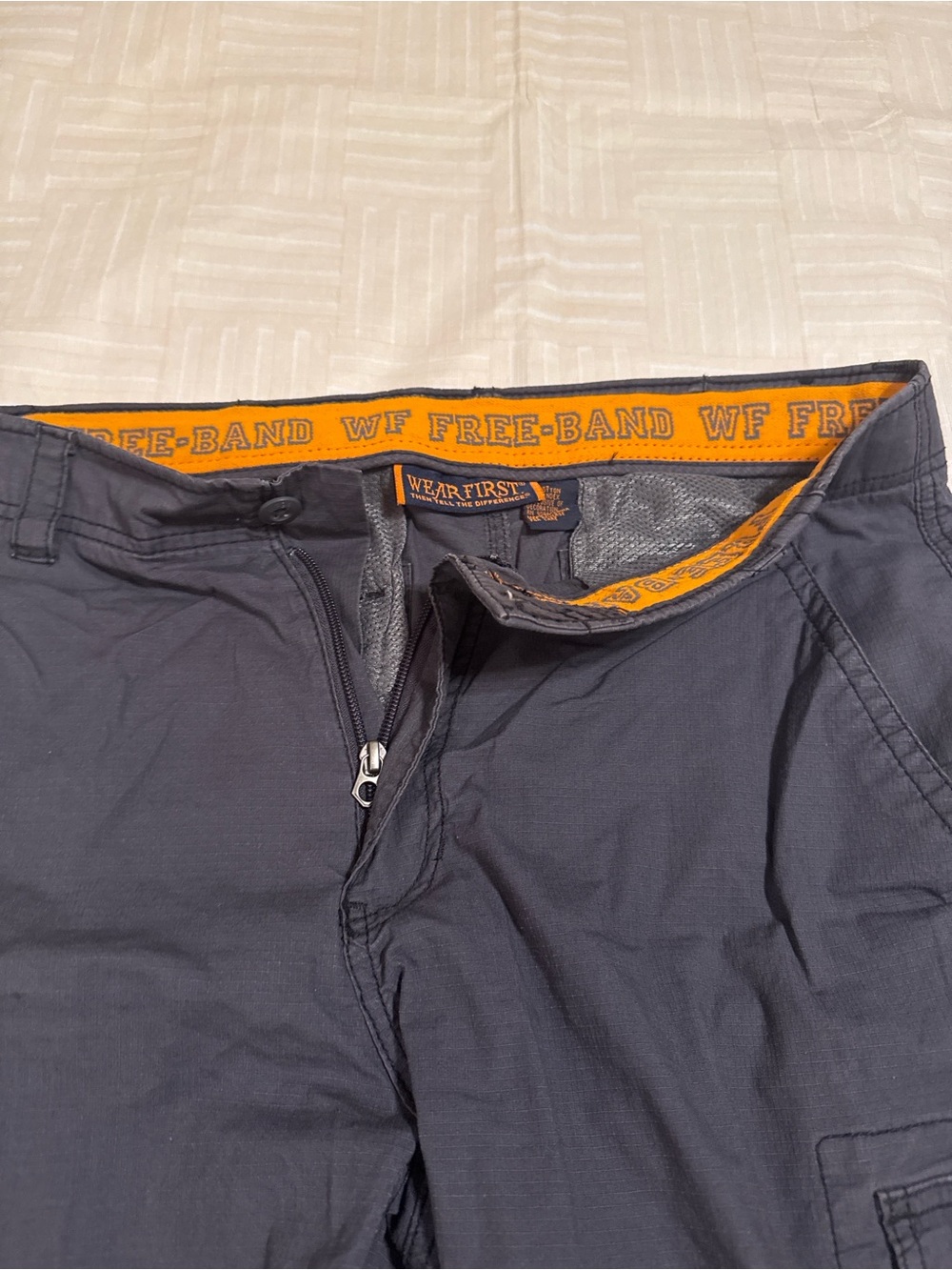 & Other Stories Navy Cargo Pants with Orange Trim